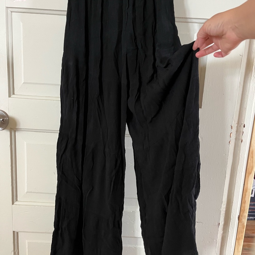Elegant Black Maxi Pleated Wide Leg Pants